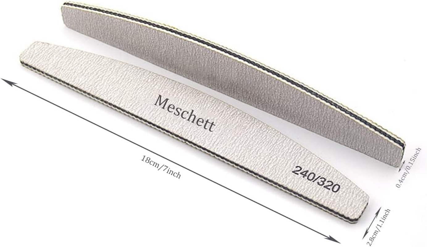 10 PCS Half Moon Nail Files,240/320 Professional Grit Nail File Reusable Double Sided Emery Boards Nail File Manicure Tools for Acrylic,Natural,Gel Nails - Black-240/320 Grit image number 6