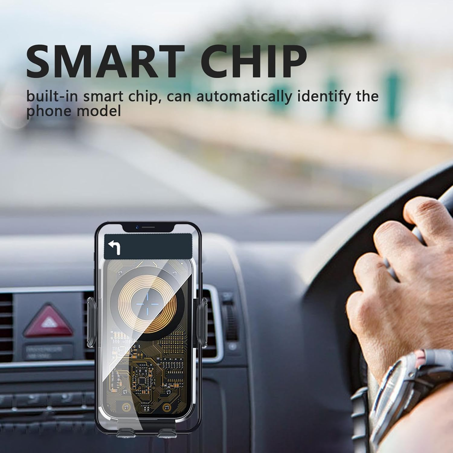 Car Mount Wireless Charger, Fast Charging 15W Car Phone Holder Charger Super Magnetic, Car Mount Bracket with Air Vent and Magnetic Wireless Charging, Hiding Hovering Car Mount Puchen image number 2