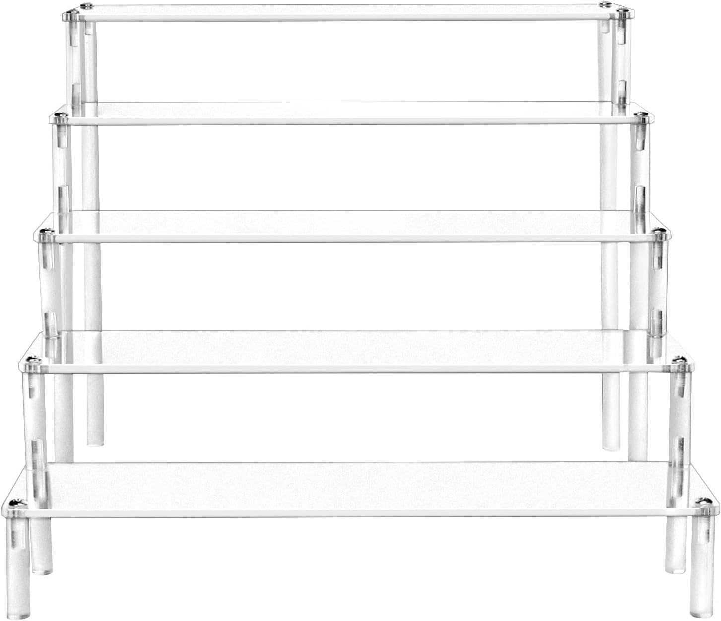 QWORK&reg; 5-Tier Acrylic Display Stand, Transparent Acrylic Display Riser Shelf for Figures, Jewellery, Cupcake, Lipstick, Nail Polish, Spice, 30 X 32 X 25 Cm image number 3