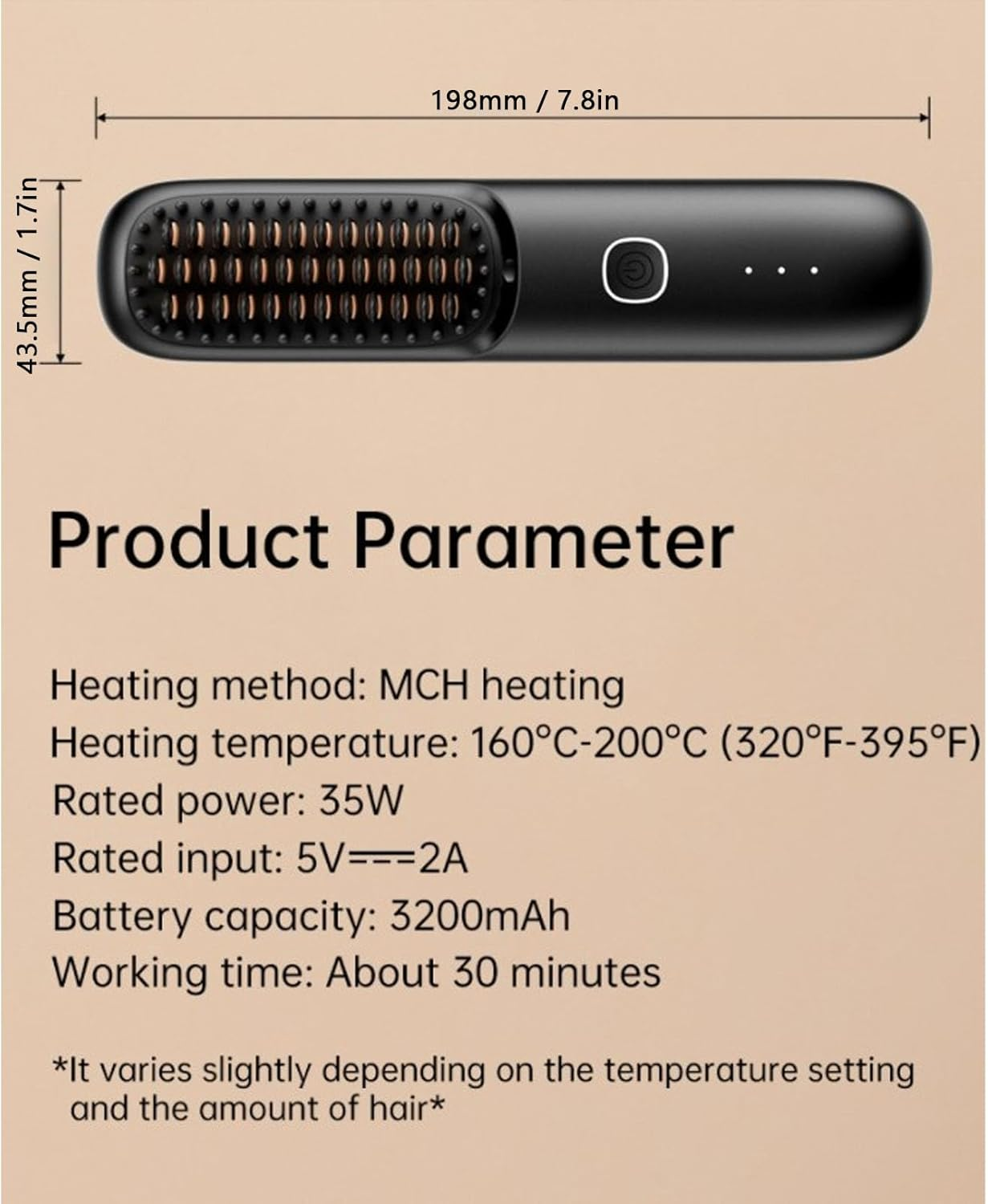 Cordless Hair Straightener Comb, Negative Ions, Dual MCH Ceramic Plates, Portable and Rechargeable for Hair Styling image number 4