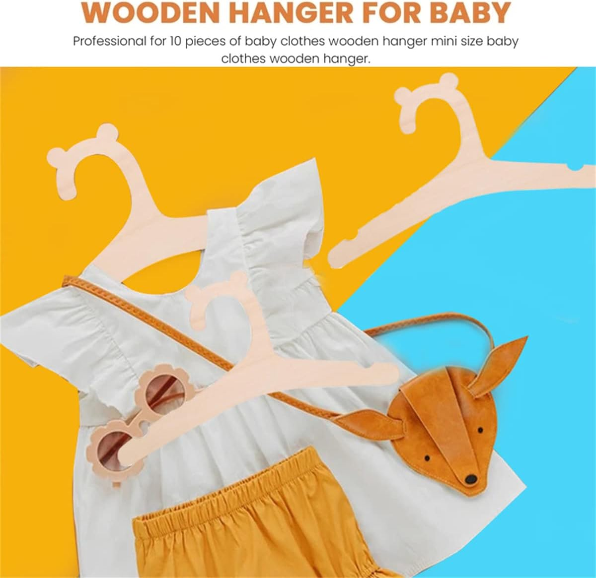 Newborn Hangers for Baby Clothes,Baby Children Wooden Hangers for Clothes Hangers - 30 Pcs Set (9 Inches) image number 5