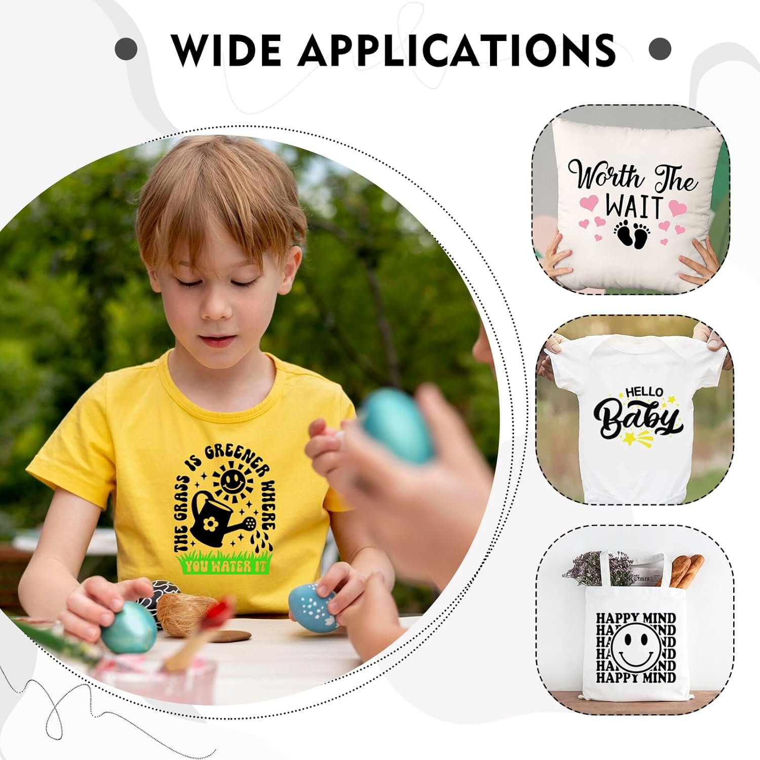 Tintnut Black Heat Transfer Vinyl,6 Sheets 12" X 10" HTV Vinyl,Iron on Vinyl for T-Shirts - Bundles image number 3