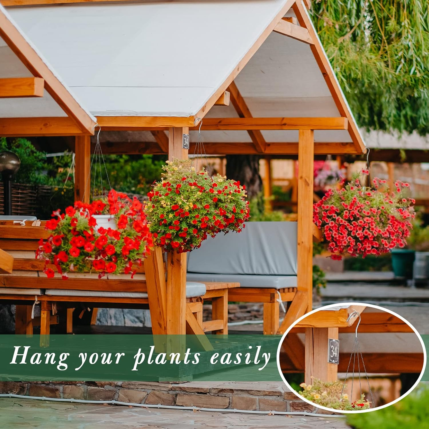 10 Pack 24 Inches Strong Wire Plant Hangers for Hanging Baskets 4 Orchid Hanging Basket Wire Metal Hook Hanger for Greenhouse Supplies Gardening Indoor Outdoor Patio Hook Flower Pot Basket image number 2