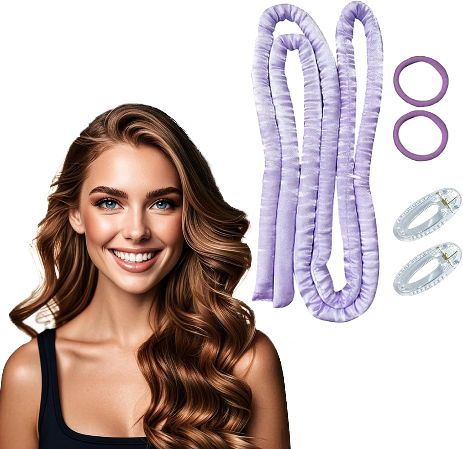 MOODKEY Heatless Curling Rod Headband, 63Inch Black Long Heatless Curls Headband, Soft Hair Curlers to Sleep in (Black)