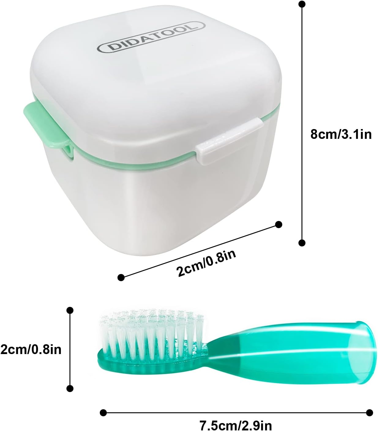 Retainer Case, Denture Bath, Denture Cups for Soaking Dentures, Denture Pots with Lid, Easy to Carry and Clean Denture Case with Removable Rinse Basket and Finger Toothbrush - Pink image number 4