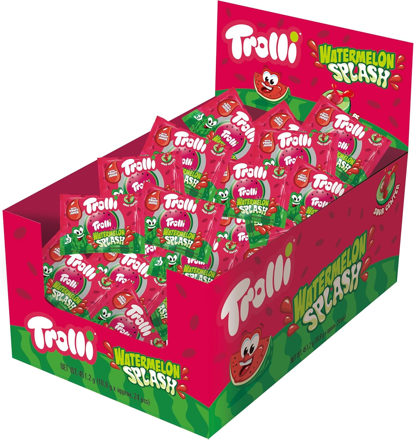 Trolli Watermelon Splash 18.8G X 24 &ndash; Refreshing Watermelon-Flavoured Gummy Candies