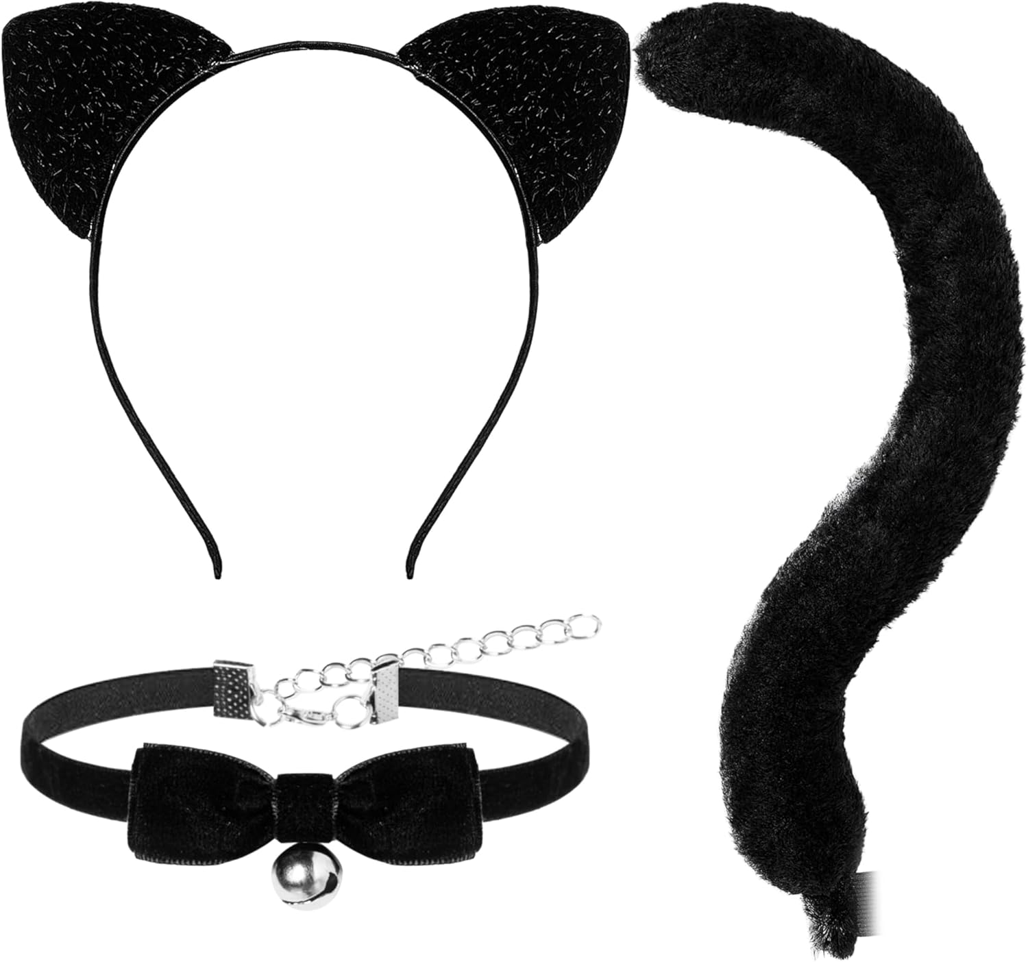 Spooktacular Creations Halloween Black Cat Dalmatian Fox Costume Accessories Set with Ears Headband with Choker Bow Tie Tail image number 4