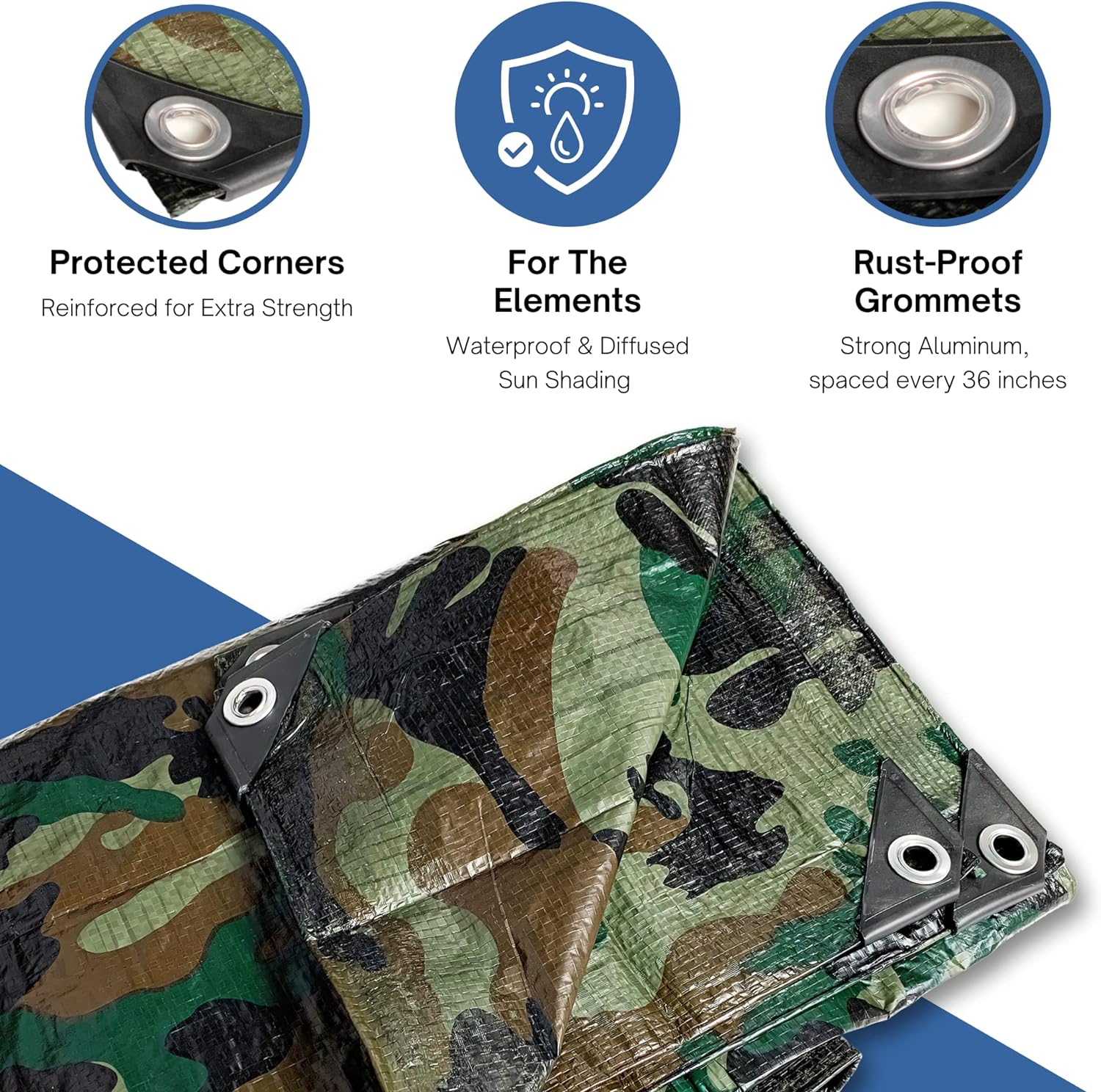 Kotap TCM-2030 Camouflage, Waterproof All-Purpose Multi-Use 7-Mil Poly Tarp, 20 X 30 Ft