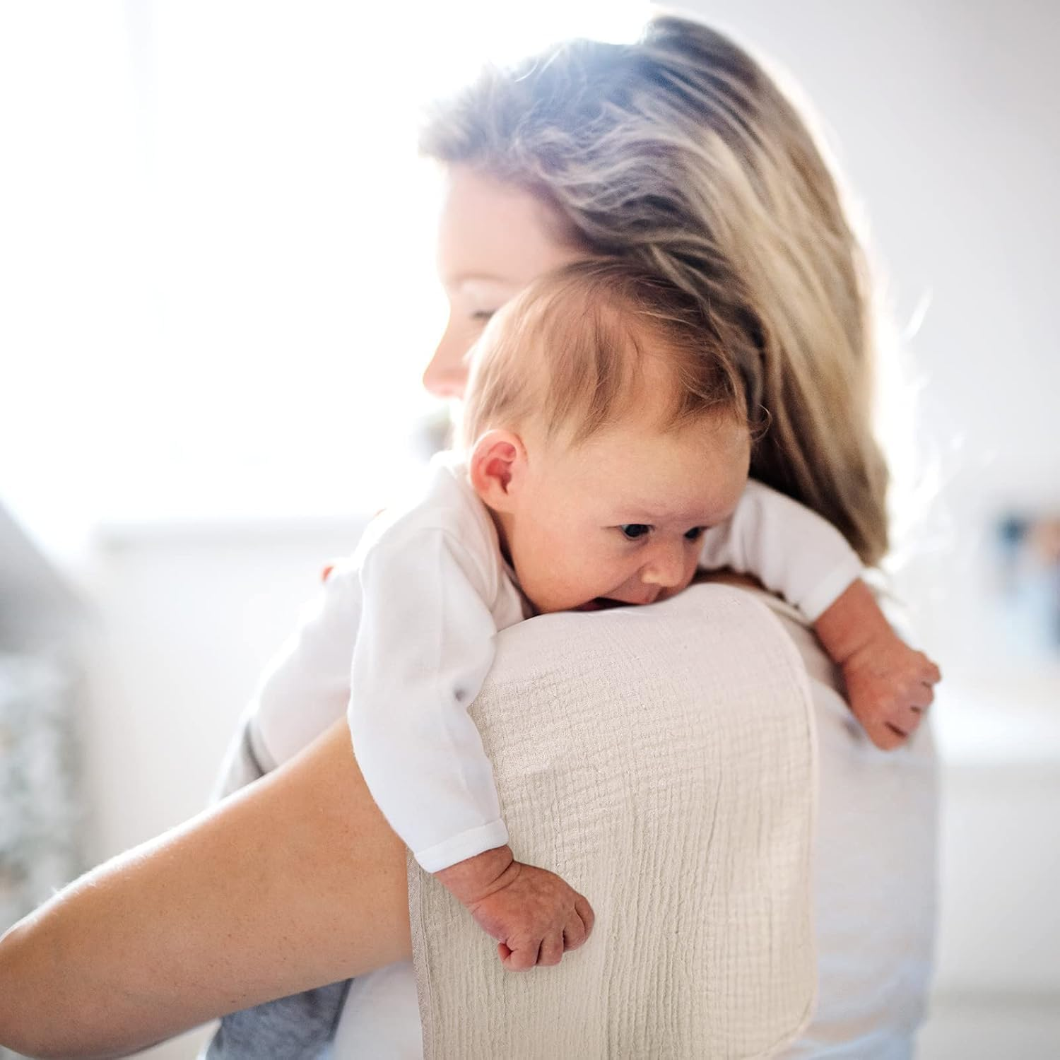 5 Count Muslin Burp Cloths Cotton Burping Rags Large 20 X 10 Inch 6 Layers Spit up Rags Soft Absorbent Multicolor Wash Cloths Diapers(Mixed Colors Series) image number 2