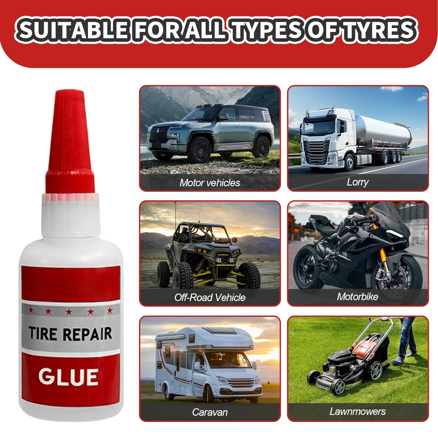 2Pcs Tire Repair Glue, Rubber Cement Tire Repair, RC Tire Glue, Used for Side Bonding or Tire Leakage, DIY Crafts (1.7Oz) image number 6