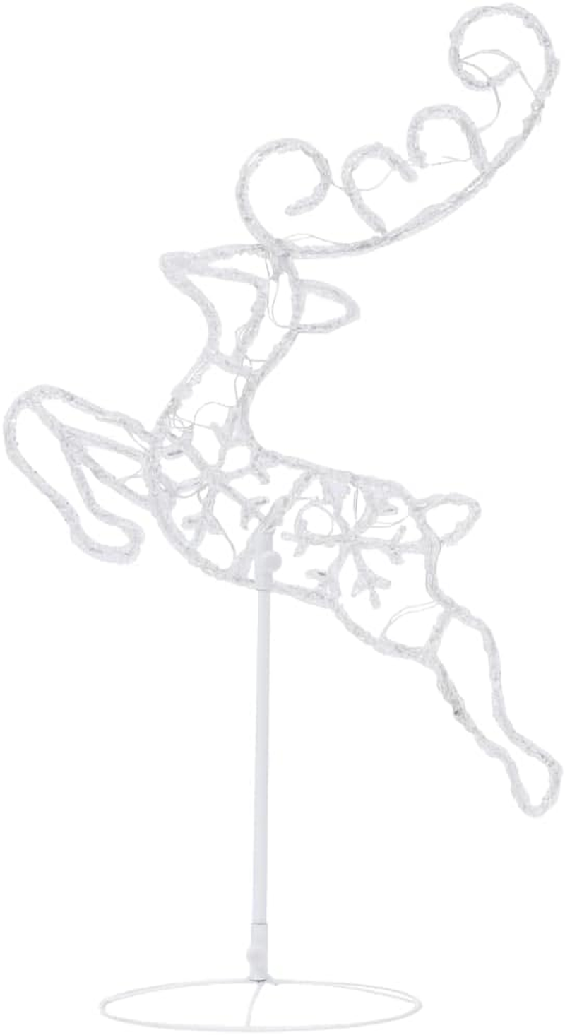 Christmas Reindeer, Xmas Light up Reindeer Outdoor Yard Christmas Decoration Acrylic Christmas Flying Reindeer&Sleigh 260X21X87Cm Warm White image number 3