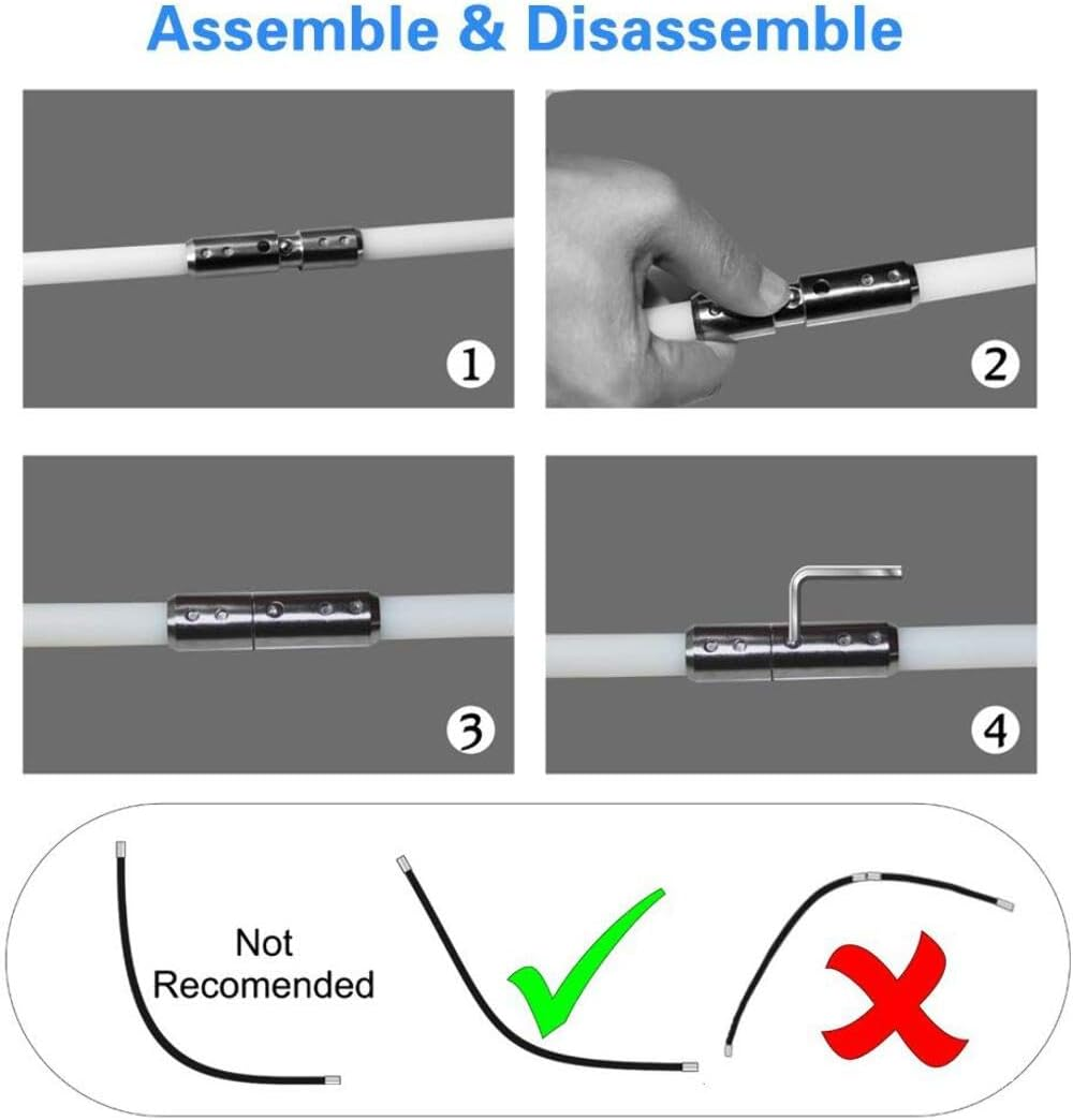 Homyspire Chimney Cleaning Brush Fireplace Flue Sweep Whip Cleaner Tools 26 Feet Rotary System Flexible 8 Rods Kit Drill Powered Chimney Cleaner image number 1