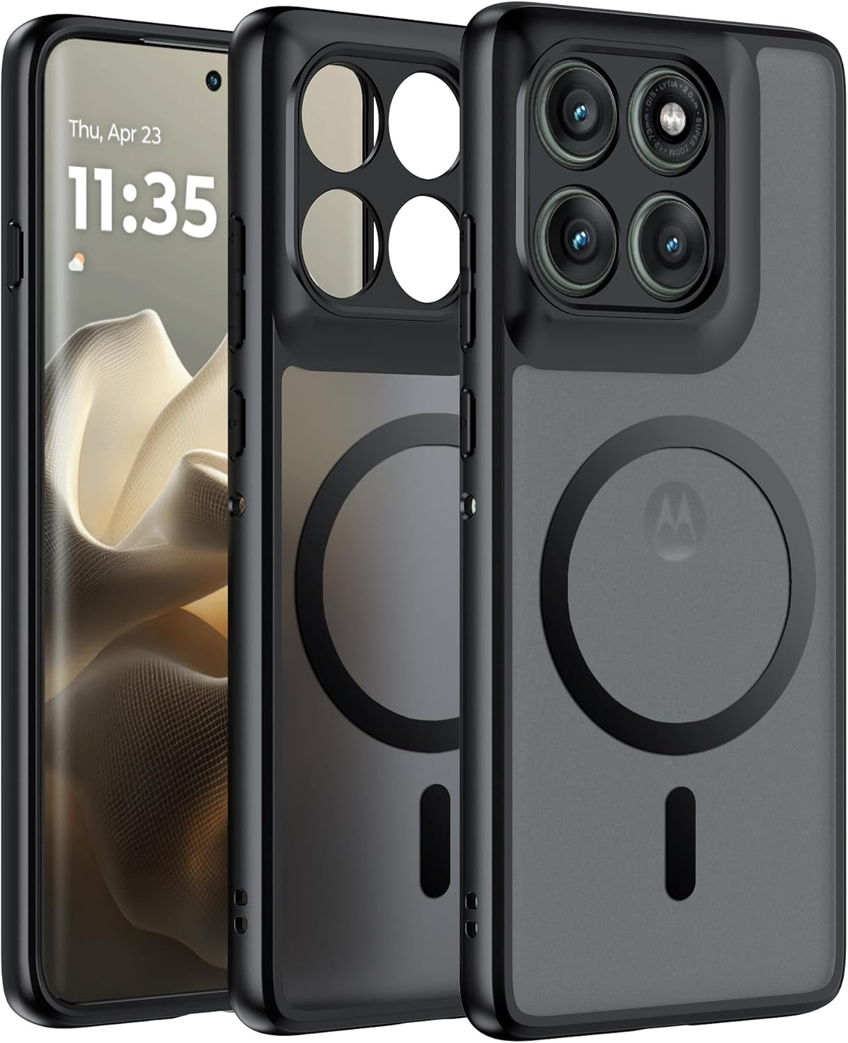 Effcotuo Magnetic Case for Motorola Moto Edge 60 Pro Case [Compatible with Magsafe] Flexible Silicone + Matte Acrylic Protective Case Magnetic Matte Mobile Phone Case Shockproof Translucent image number 1