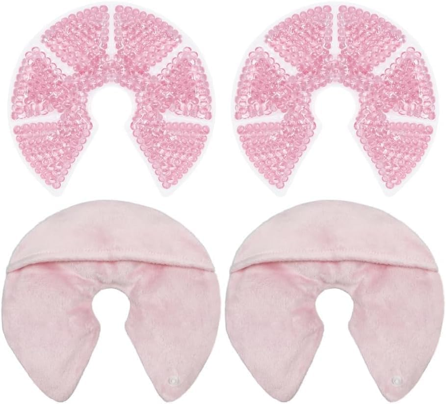 Breast Ice Pack, Hot Cold Breastfeeding Gel Pads for Breastfeeding, Pain after Breast Surgery, Nursing Pain Relief for Mastitis, Engorgement, Reusable, Freezable, Microwavable (2Pcs) image number 3