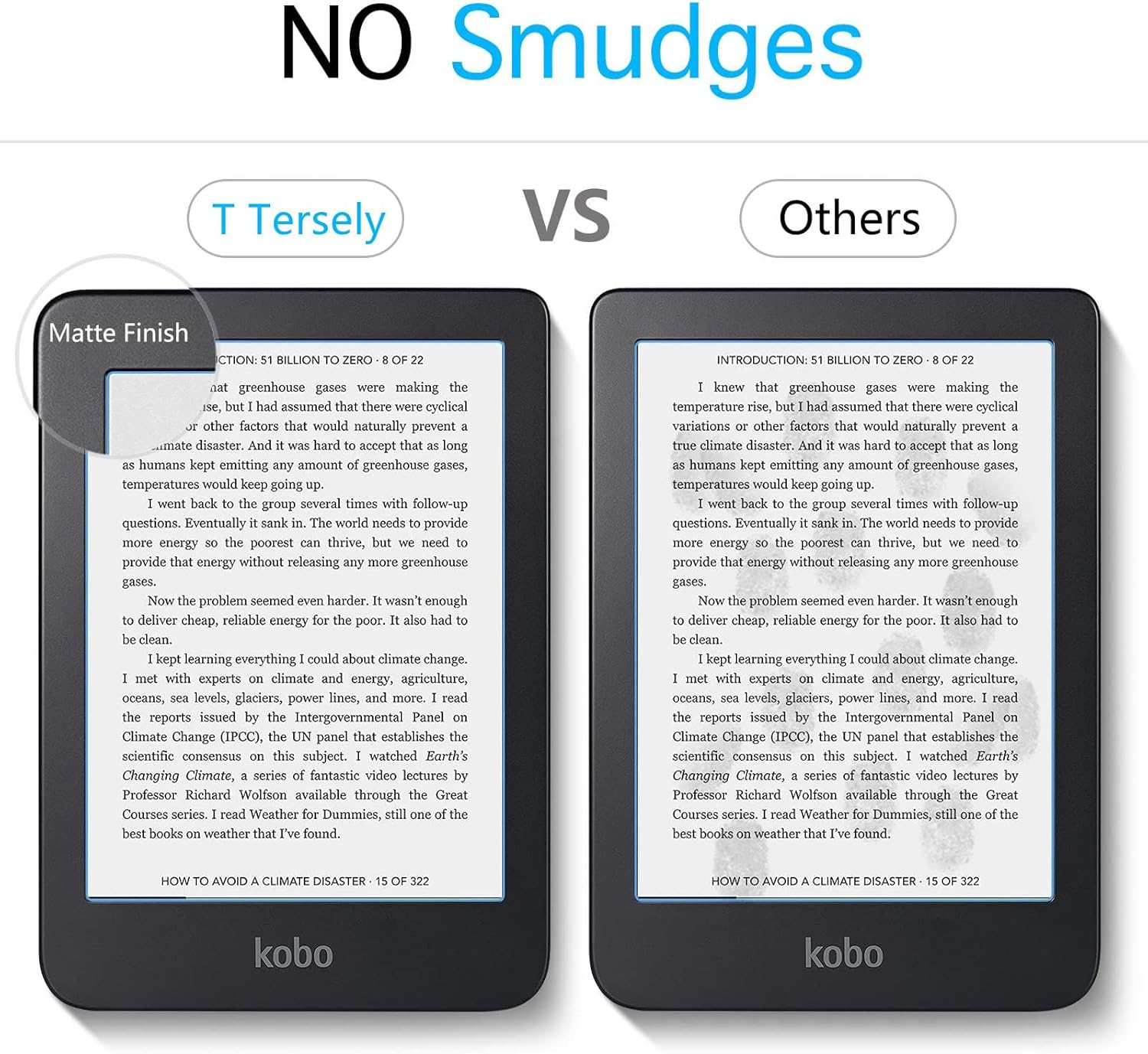 【2 Pack】T Tersely Screen Protector for Kobo Clara Colour/Clara BW, Premium Anti-Glare (Matte) PET Protective Film, Full-Coverage, Easy to Install image number 5