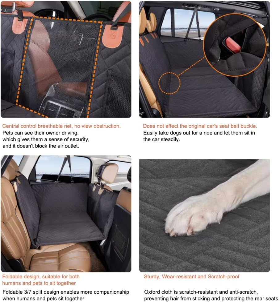 Dog Car Seat Cover for Back Seat Waterproof Dog Car Seat Cover with Hard Bottom Scratch Prevent and anti Slip Oxford Cloth Dog Hammock for Cars, SUV and MPV image number 3