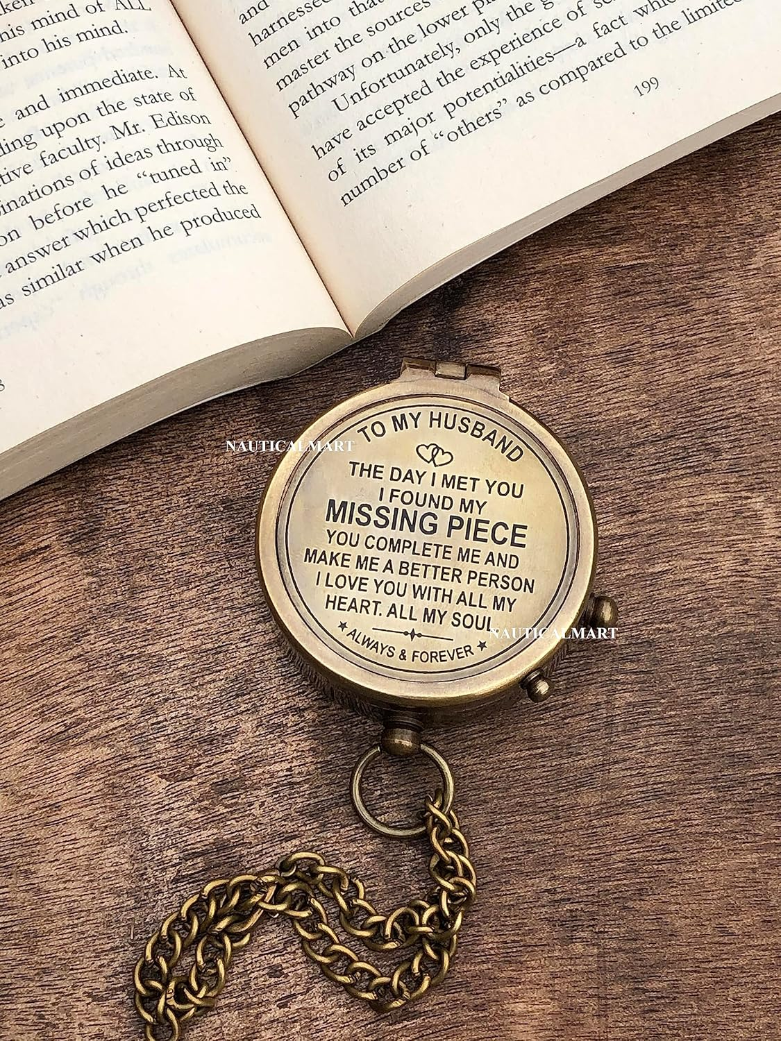 Engraved Compass, Gift for Husband,Anniversary,Wedding Gift for Him, Long Distance Boyfriend Gift, Fiance Gift I Miss You Long Distance Relationship Gift for Army Boyfriend Gift image number 3