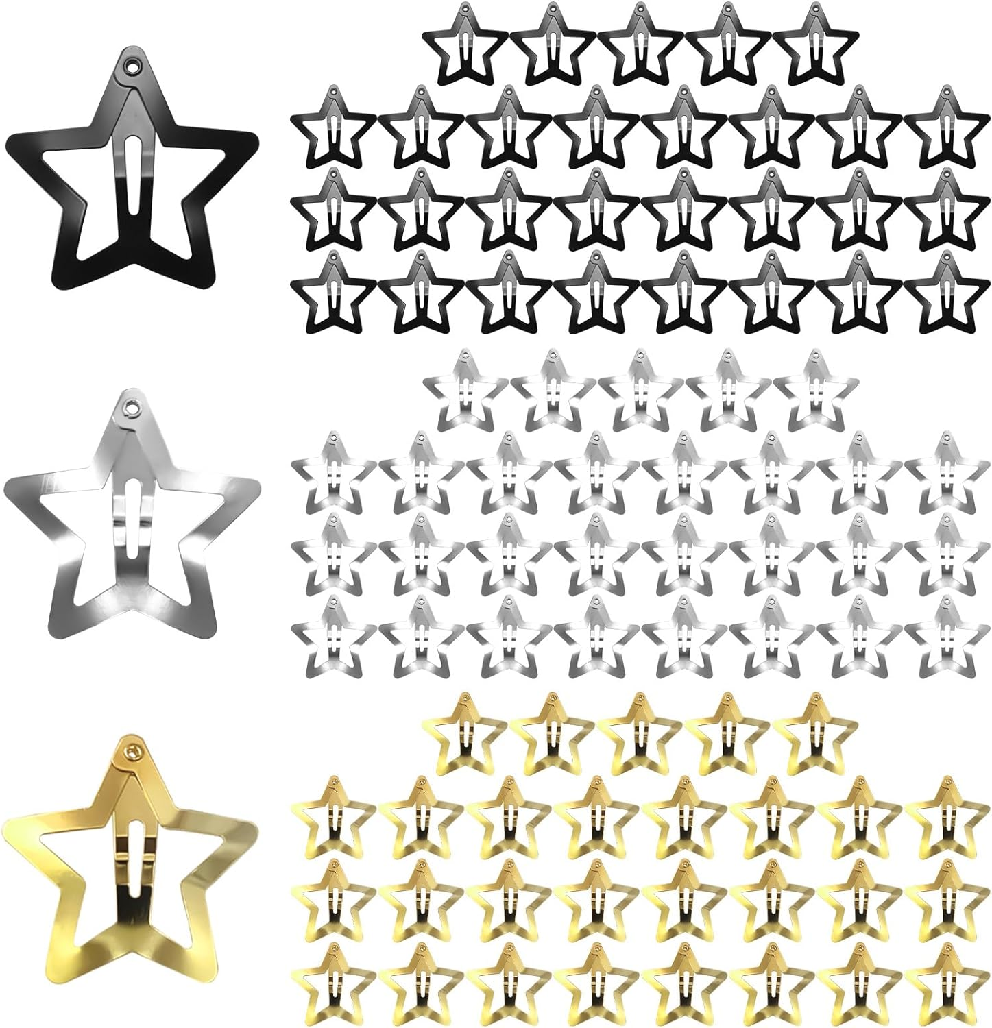 Modixun 90 Pieces 3Cm Star Hair Clips Star Clips 2000S Star Hair Accessories Non-Slip Metal Hair Clips Cute Hair Clips Kawaii Hair Clips for Women (Silver+Gold+