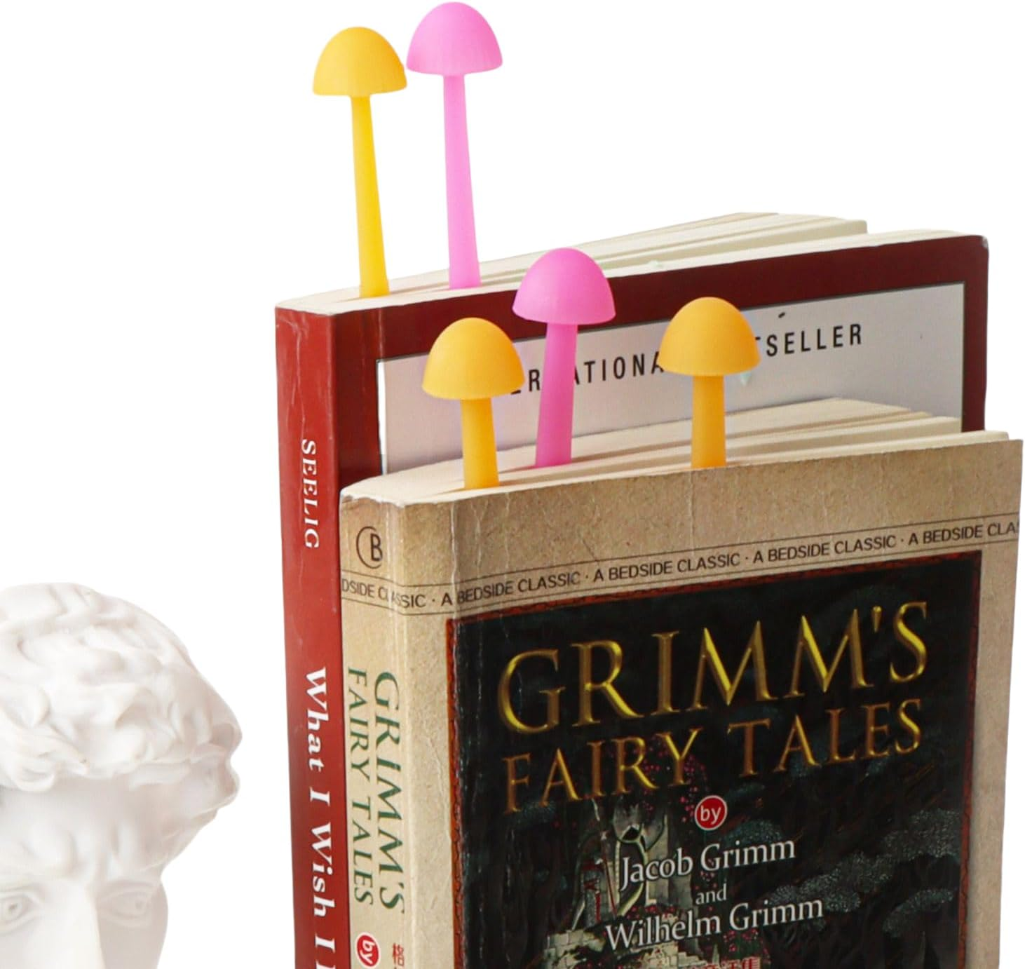 Mini-Mushroom Bookmarks - Set of 4 - Two Sizes & Colors - Soft, Flexible Silicone - Fun Stocking Stuffer, Gift for Book Lovers, Teachers, Back to School-(Pink Yellow-4Pcs) image number 1