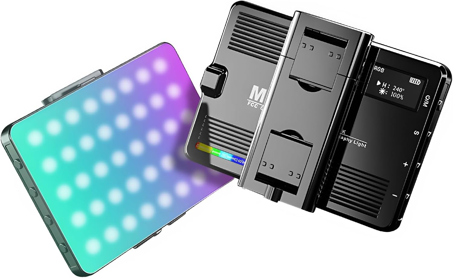 YLSD RGB Portable Selfie Light for Phone&Camera, 360&deg; Full Color 94 LED Video Light with Cold Shoe, CCT 3000K-9900K CRI 80+,1500Mah Rechargeable Ring Light for Photography/Vlog/Tiktok image number 2