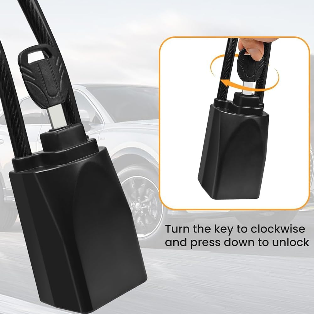 QOOWFEANIG Anti-Theft Car Seat Belt Lock,Heavy Duty Metal anti Theft Car Device Seat Belt Chain Lock with 3 Keys (Black) - Yellow image number 3