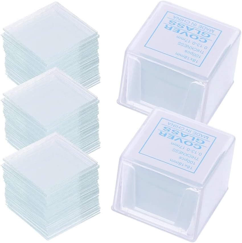 SOLUSTRE Microscope Slides 500Pcs 22X22Mm Glass Cover Slips for Laboratory Specimen Preparation and Microscope Use