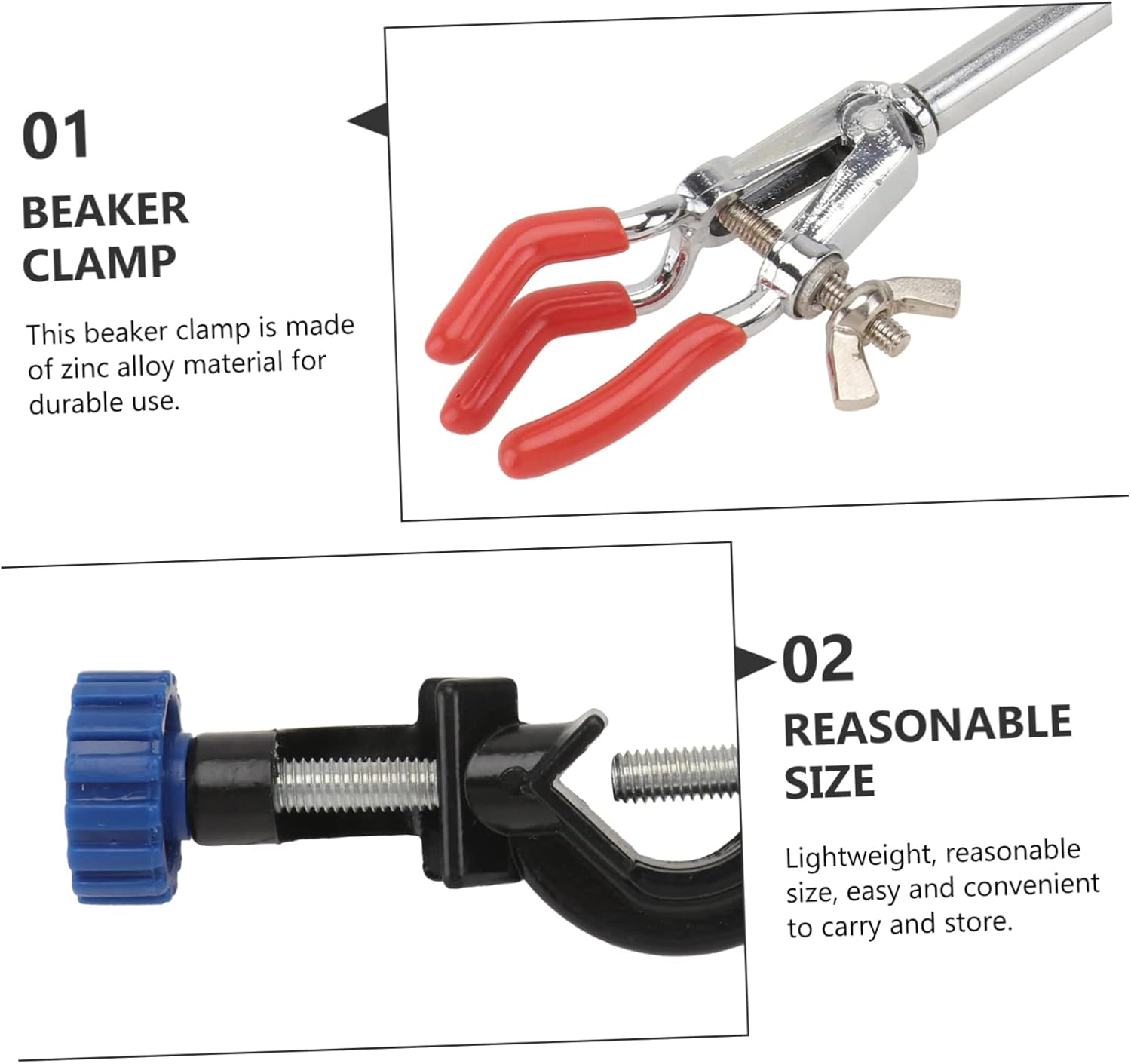 ULTECHNOVO 2Sets Flask Clip Clamp Laboratory Flask Clamp Stand Clips Heavy Duty for Scientific Research image number 6