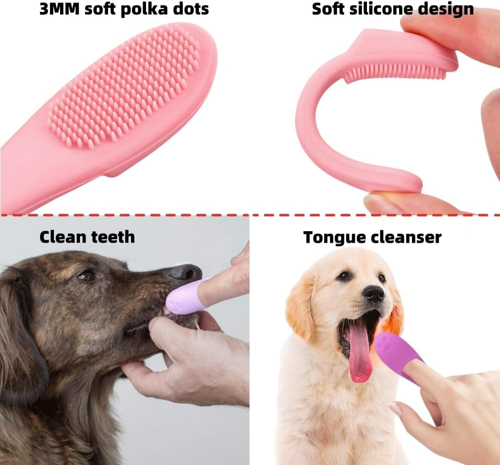 4 Pcs Silicone Finger Brush, Toothbrush for Cats, Puppy Pet Dental Care, Brush Small Dogs, Puppies and Cats image number 4