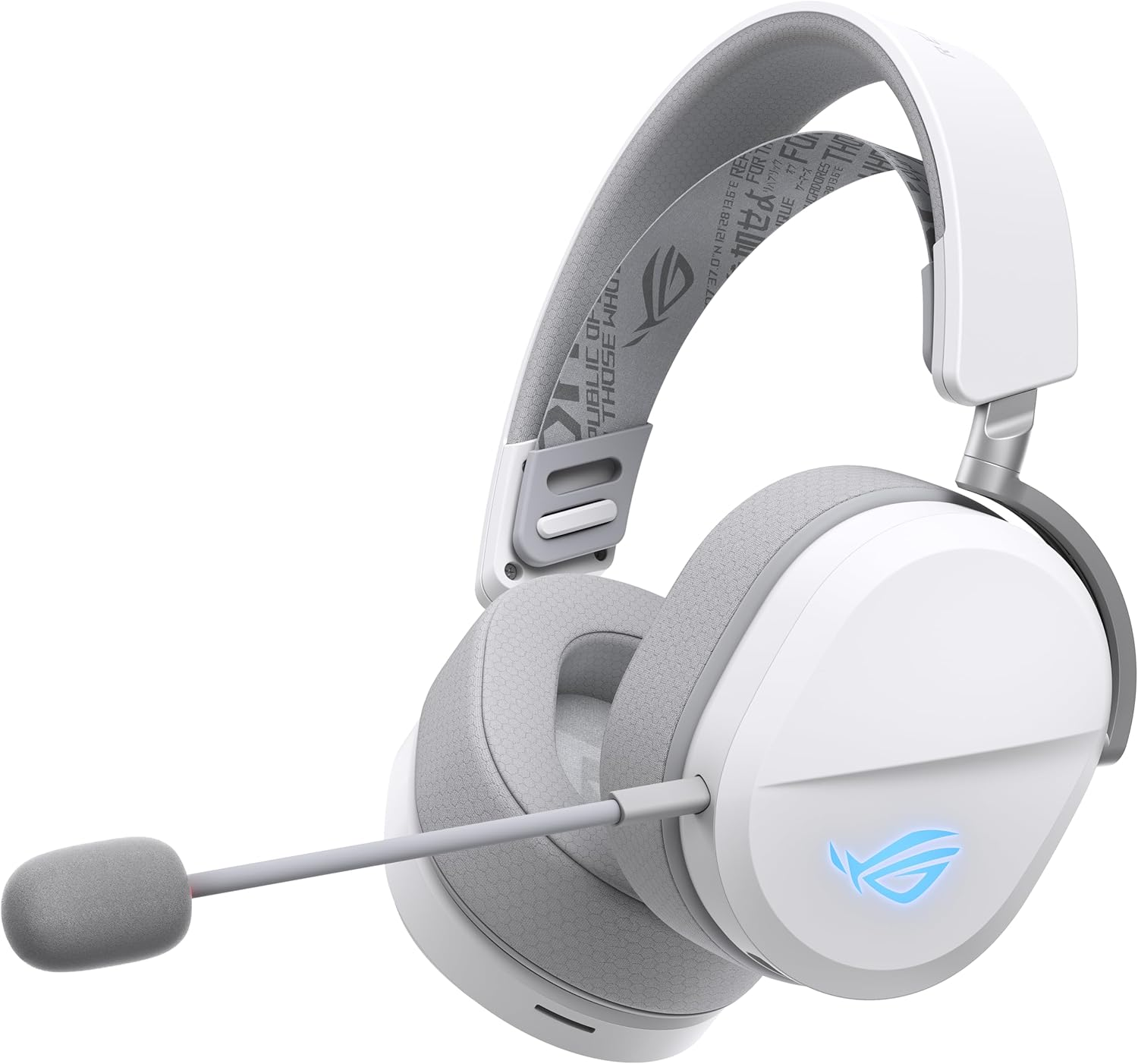 ASUS ROG Pelta White Wireless RGB Gaming Headset (ROG Speednova, Bluetooth, 2.4Ghz, USB-C, 50Mm ROG Titanium Membrane Drivers, 10Mm Super Broadband Boom Microphone, 309G Lightweight, Aura Sync RGB) | image number 6