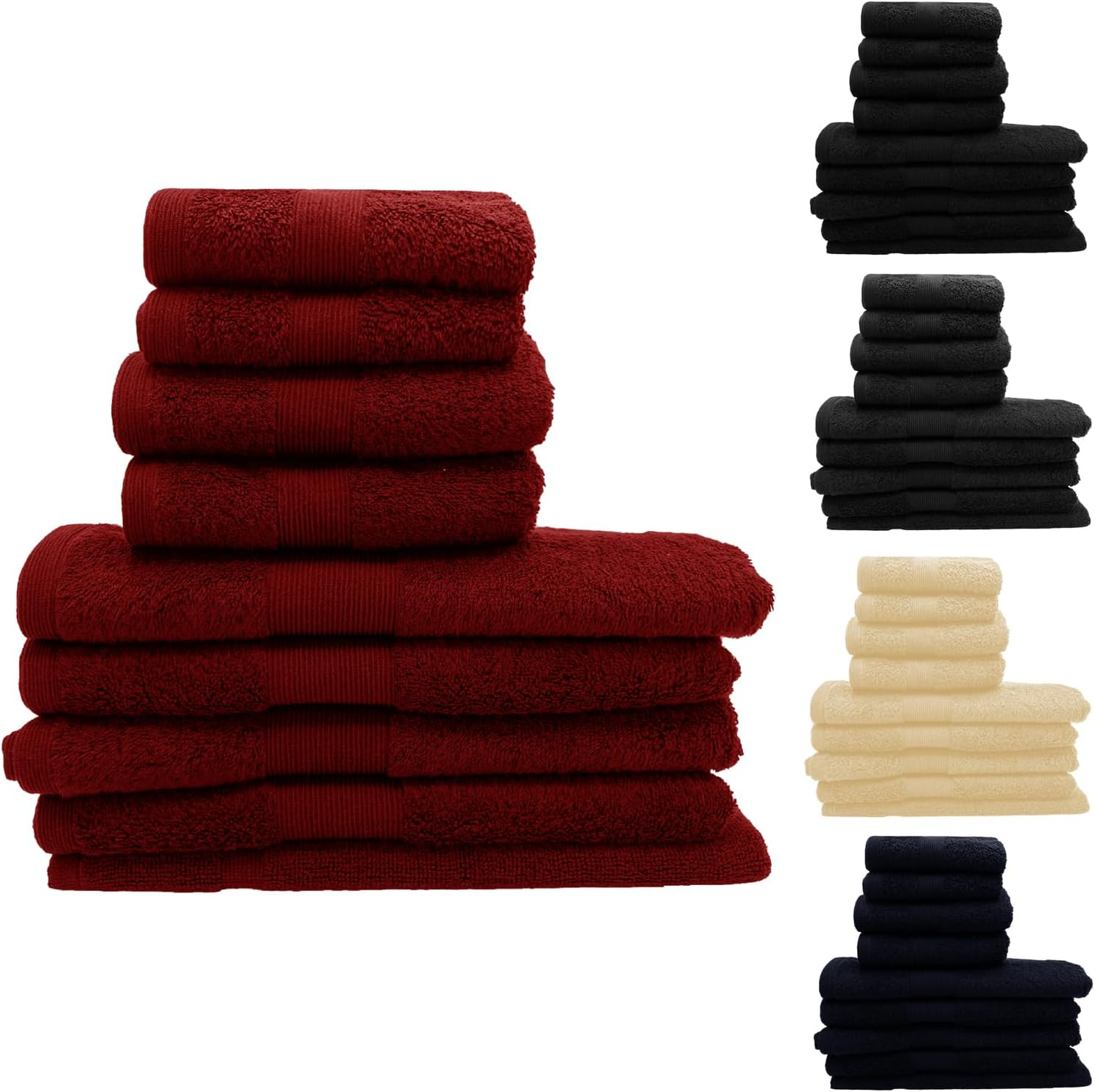 GABA Egyptian Bath Towel 7 Piece Bath Towel Set, 2 Washcloths, 2 Hand Towels, 2 Bath Towels & 1 Bath Mat, Bath Towel Sets with Bath Mat, Egyptian Hotel Bath Towel, Luxury Bath Towels (Navy-Blue)