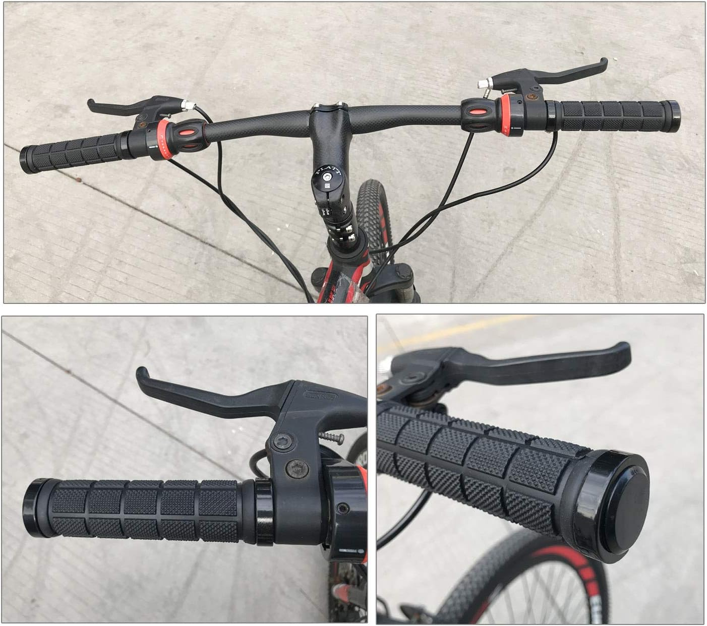 PLATT Bike Handlebar Grips Rubber Comfortable Bicycle Handle Grip for MTB/BMX with Plastic End Caps - Yellow image number 6