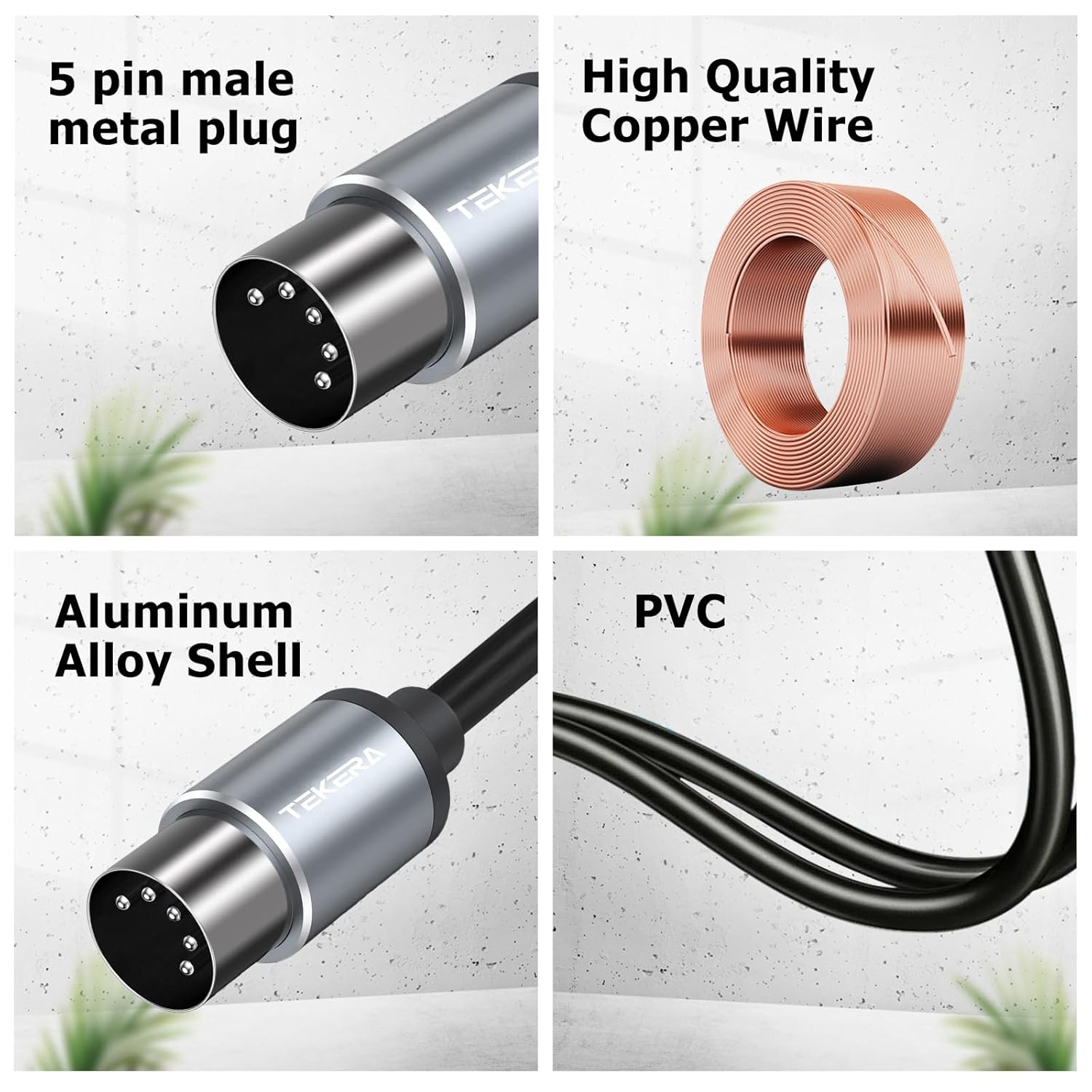 TEKERA MIDI Cables, 2M Male to Male 5-Pin MIDI Cable, Perfect for Keyboard Synth, External Sound Card, MIDI Keyboard, Rack Synth, Sampler, Sound Source and Other Music Gear, PA3568 image number 6