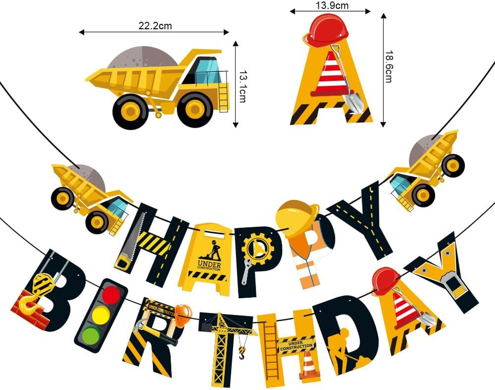 Transportation Banner Construction Party Supplies Kits Cake Decoration DIY Cupcake Topper Transportation Happy Birthday Banner for Boy Girl Birthday Party Supplies.