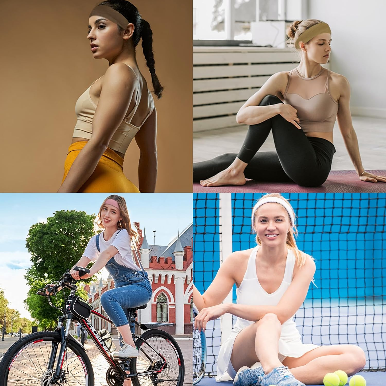 Women'S Headband Set of 10 Sports Hair Bands - Elastic Non-Slip Cotton Headband for Yoga Fitness in 10 Colours