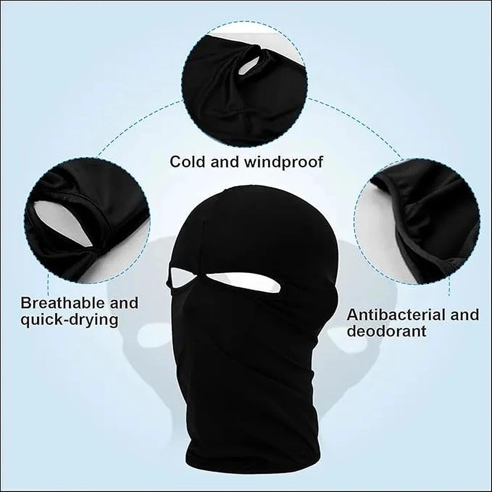 3 Pcs Balaclava Full Face Ski Mask Winter Breathable Headwear Lightweight Face Mask for Motorcycle Cycling and Outdoor Sports, Compatible with Helmet, Unisex Black Lycra Headwear image number 2