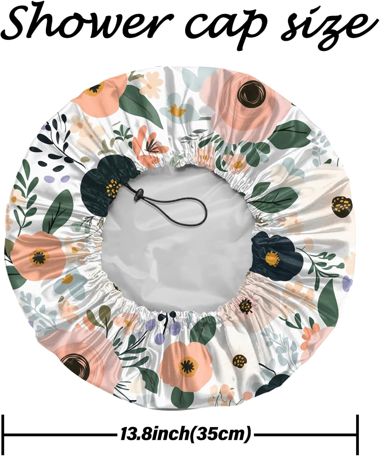 Deokke 2 PCS Shower Cap Reusable Large Waterproof Adjustable Double Layer Elastic Dry Hair Bathing Caps Aesthetic Cute for Women Girls-Butterfly Flower image number 1