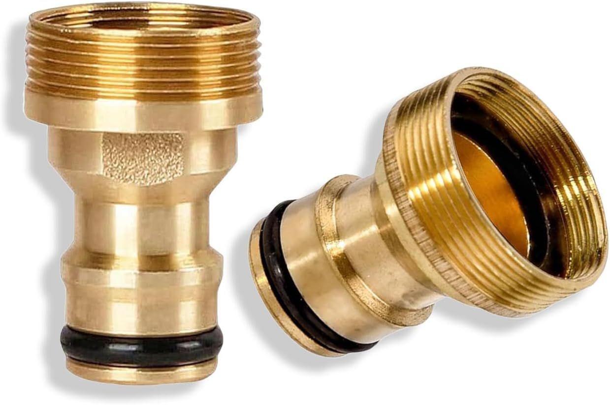 Brass Garden Hose Quick Connect Adapter - Threaded Tap Connector for Kitchen Sink, Bathroom & Outdoor Use, 22Mm Female 24Mm Male Brass Fitting image number 5