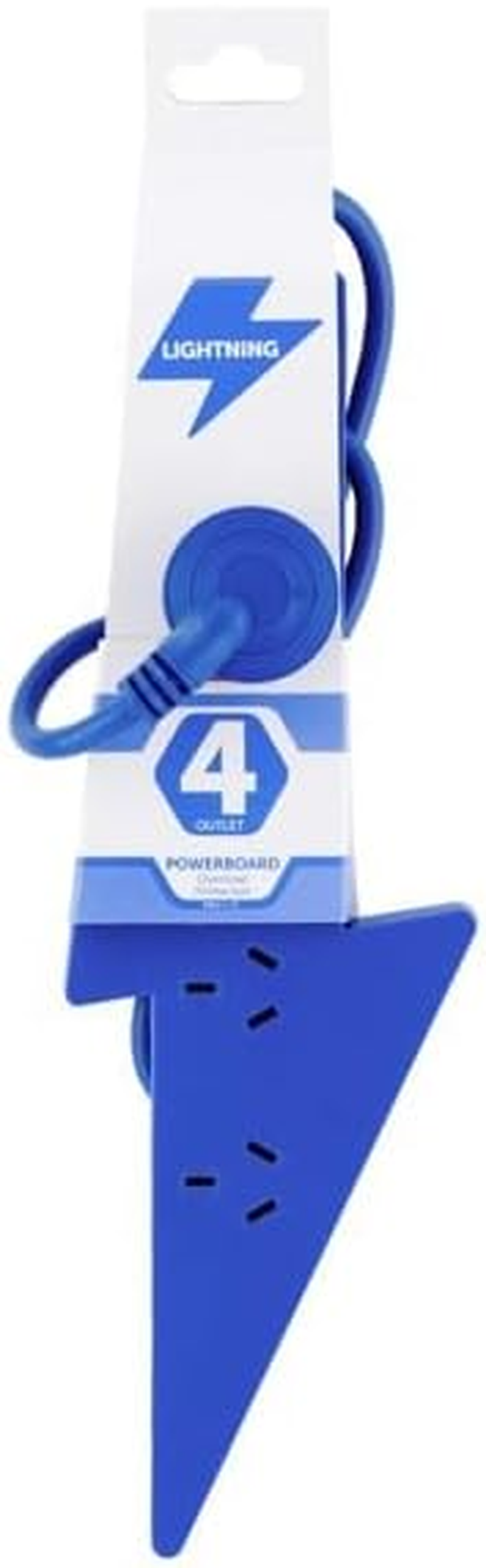 Arlec 4 Outlet Power Board with Overload Protection, 90Cm Cord, Blue Lightning Design