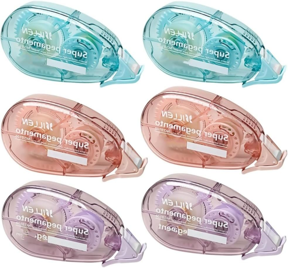 Sidoubleded Tape Roller Scrapbook,6 Pack Roll for Crafts, Roller Crafts, Double-Sided Tape Run, Scrapbooking, School Office Journal Supplies image number 1