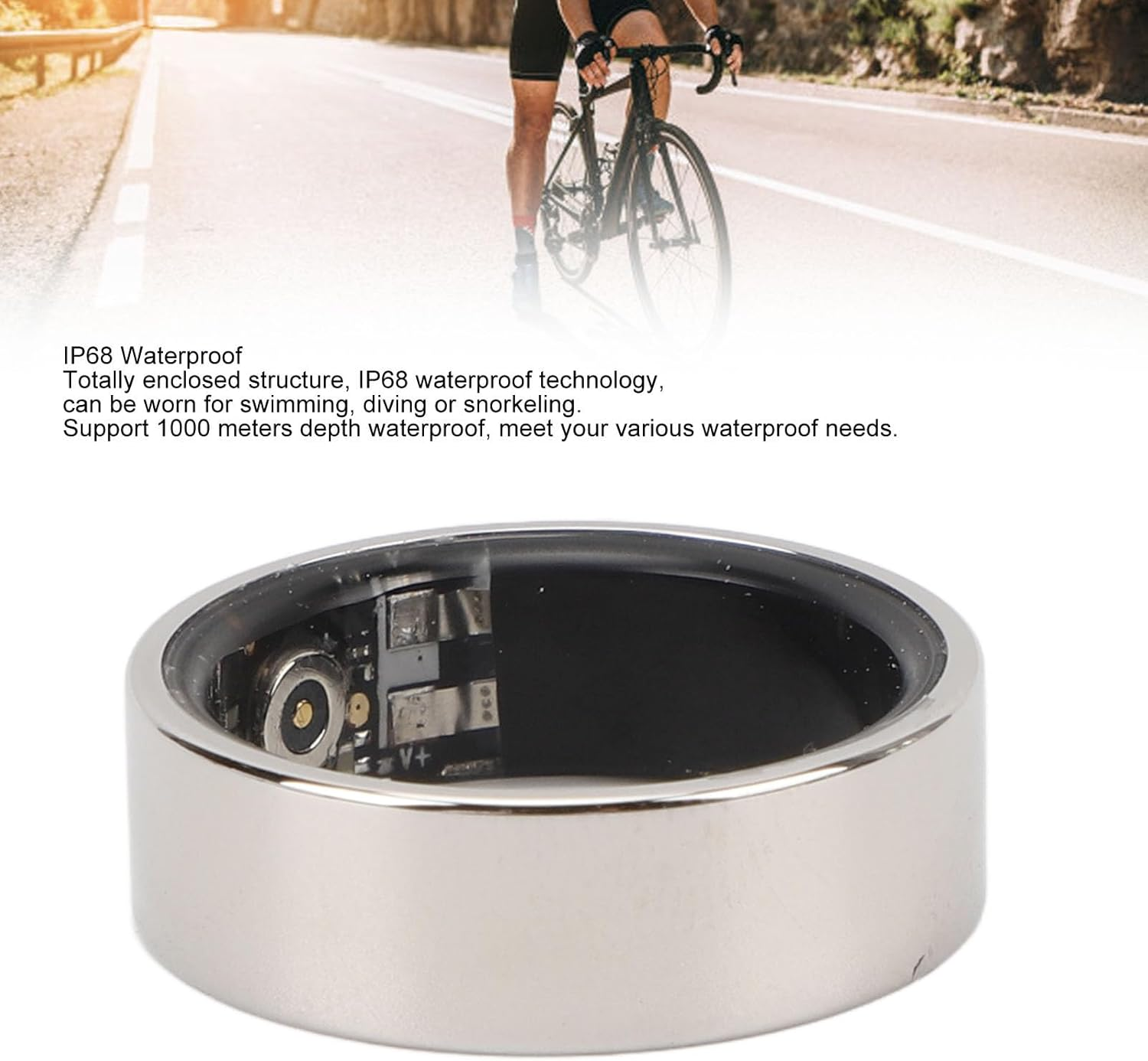 Smart Ring Health Tracker, Sports Multiple Sports Modes Rechargeable IP68 Waterproof Smart Ring with APP for Android and Ios (Silver #17)