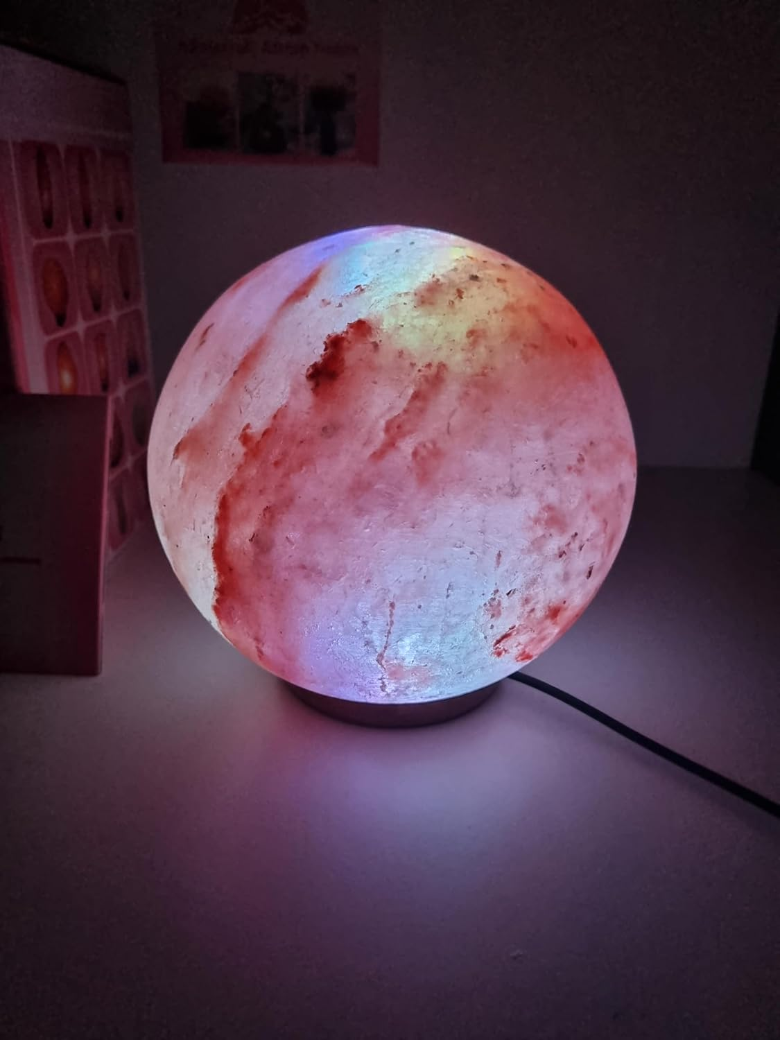 Multi Colour Himalayan Premium round Globe Salt Lamp 100% Authentic, Beautifully Hand Crafted round Globe Comes with Complete Electric Fitting