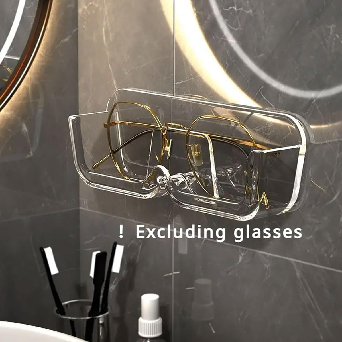 AIMALL 6PCS Wall-Mounted Glasses Storage Box, Punch-Free, Transparent, 6.89X1.37X2.28 Inches, Ideal for Displaying Sunglasses and Eyewear