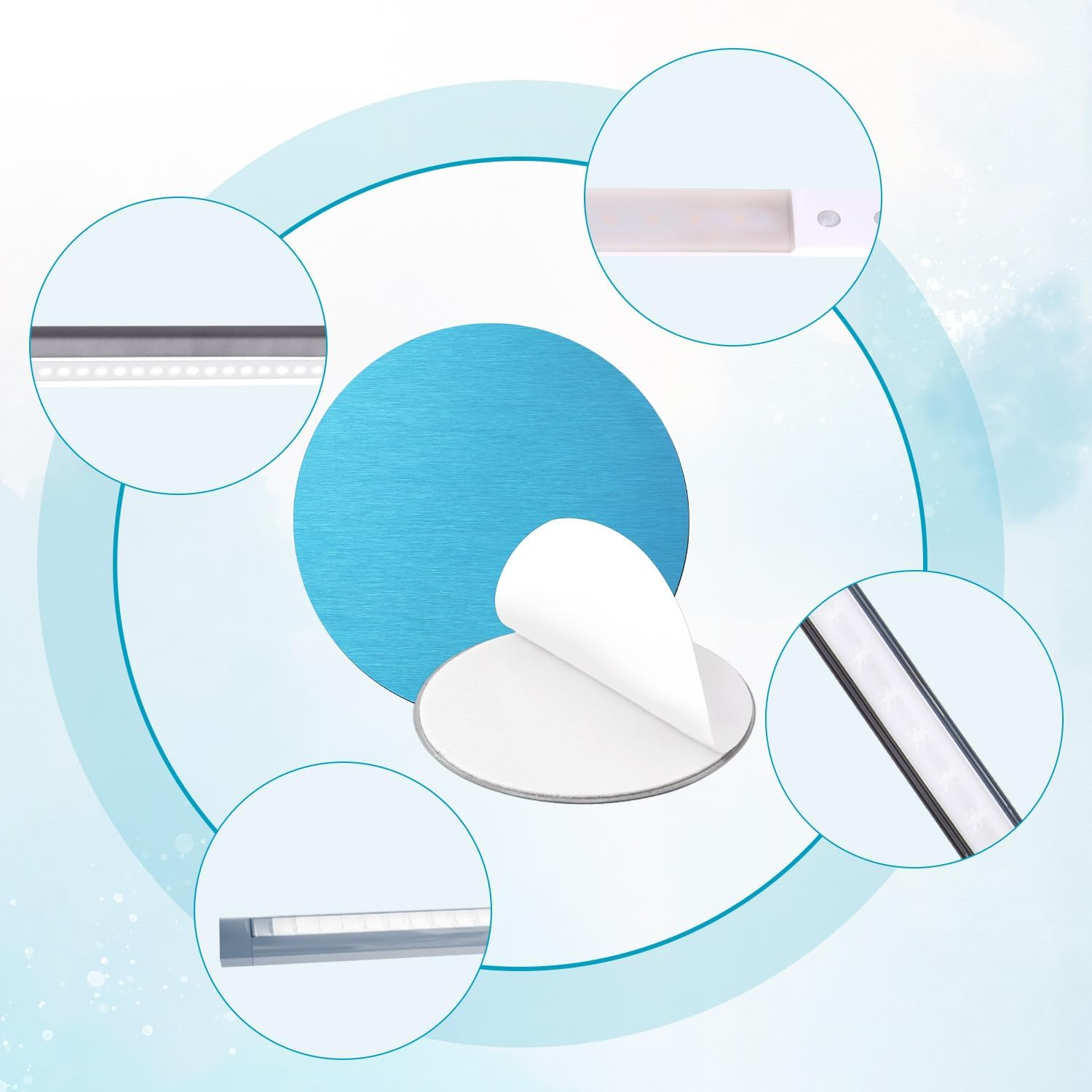 BOXOB 48Pcs under Cabinet Lights Magnetic Sticky, Metal Replacement Strips Pads with Self Adhesive Backing Practical Stickers Kitchen Accessories for Magnet LED & Counter Lights image number 2