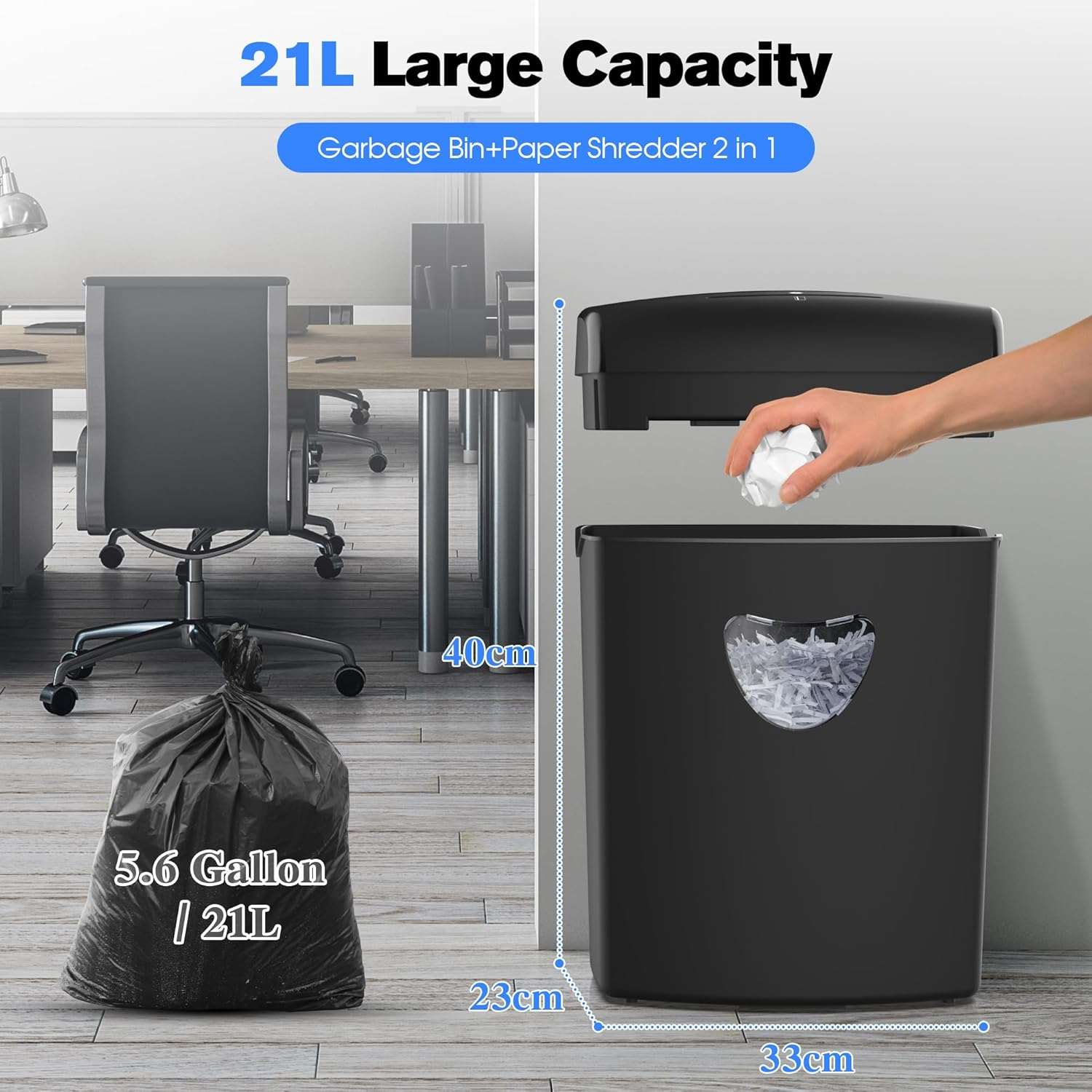 Advwin Paper Shredder, Paper Shredder Automatic Cross Cut P-4 Security, 10 Sheets, 21L Removable Bin, Paper/Cd/Credit Card Shredder for Home Office