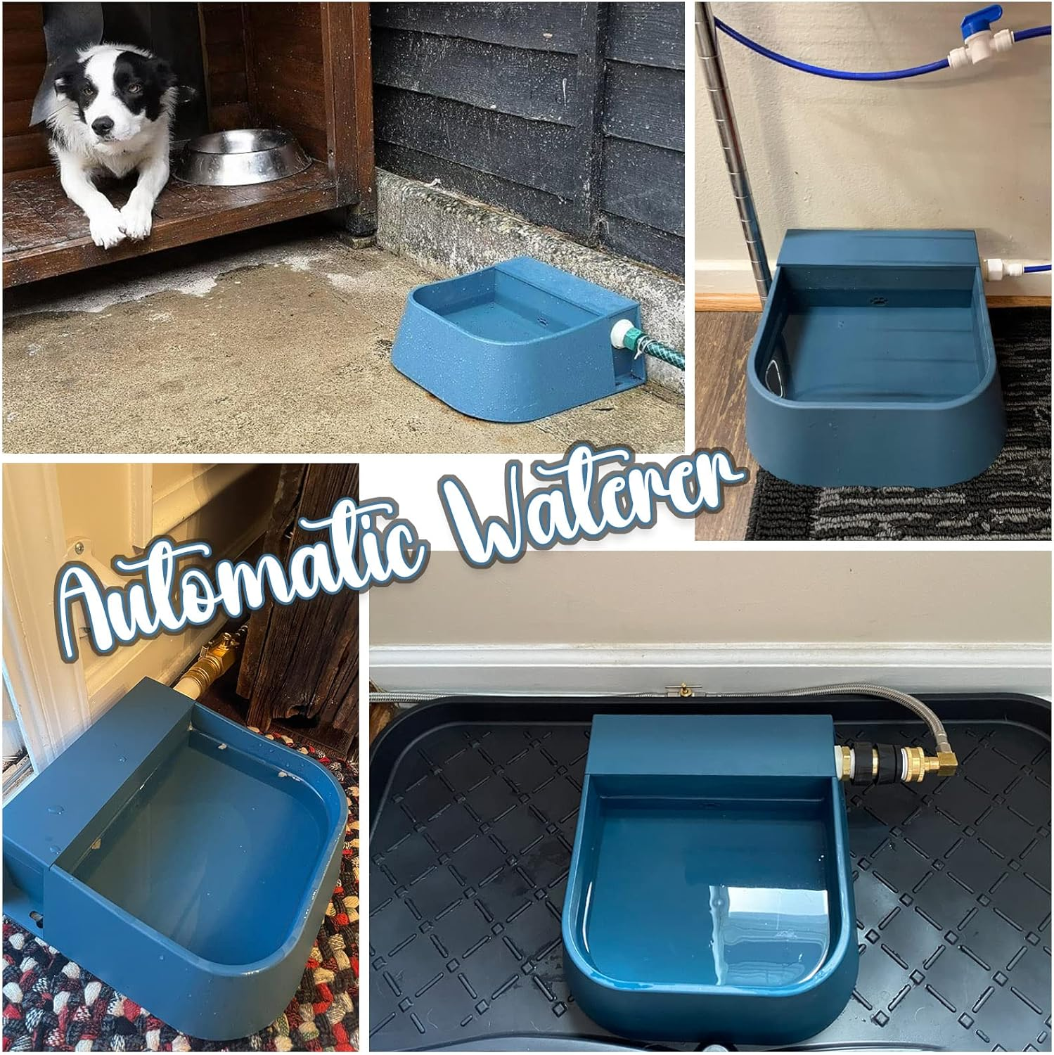 PETLESO Automatic Dog Water Dispenser, 2L Dog Water Bowl Automatic Waterer for Dogs Cats Chicken Birds Goats, Outdoor Animals Refill Pet Water Trough, Blue image number 5