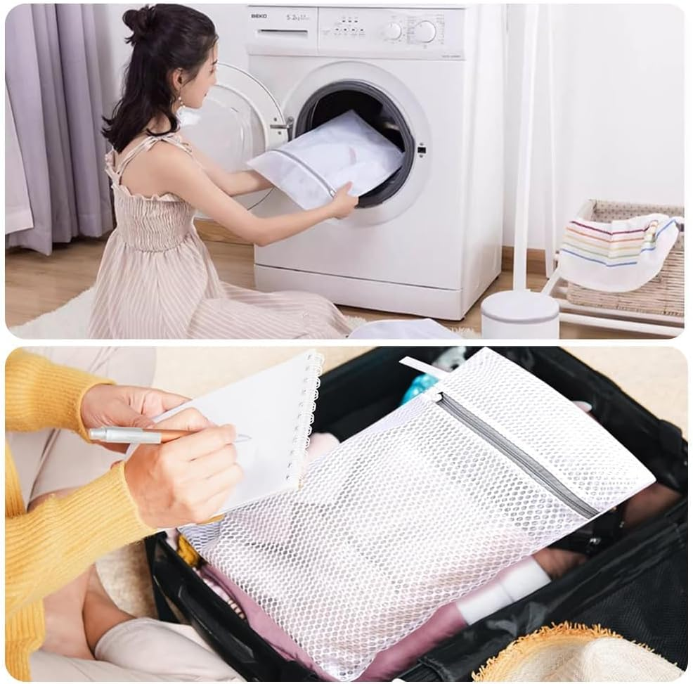4Pcs Laundry Bags Delicate Honeycomb Mesh Laundry Bag, Net Washing Machine Bag Washer Sack with Zipper Cleaning and Drying Cloths, Garment,Travel Storage and Organiza,2Pcs 23.6*23.6In+2Pcs 11.8*15.7In image number 4