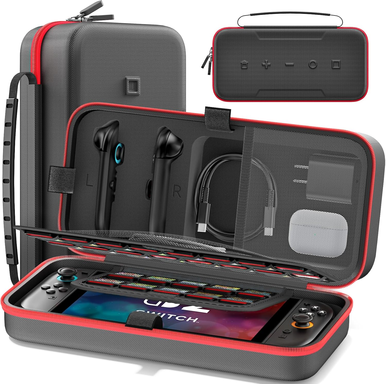 【Compatible with Switch 1 & Switch 2】 OIVO Switch Case for Ns2/Oled/Original Models, Portable Travel Switch 2 Carrying Case Fit for Joycon and AC Adapter, Hard Protective Bag with 26 Game Cards image number 5