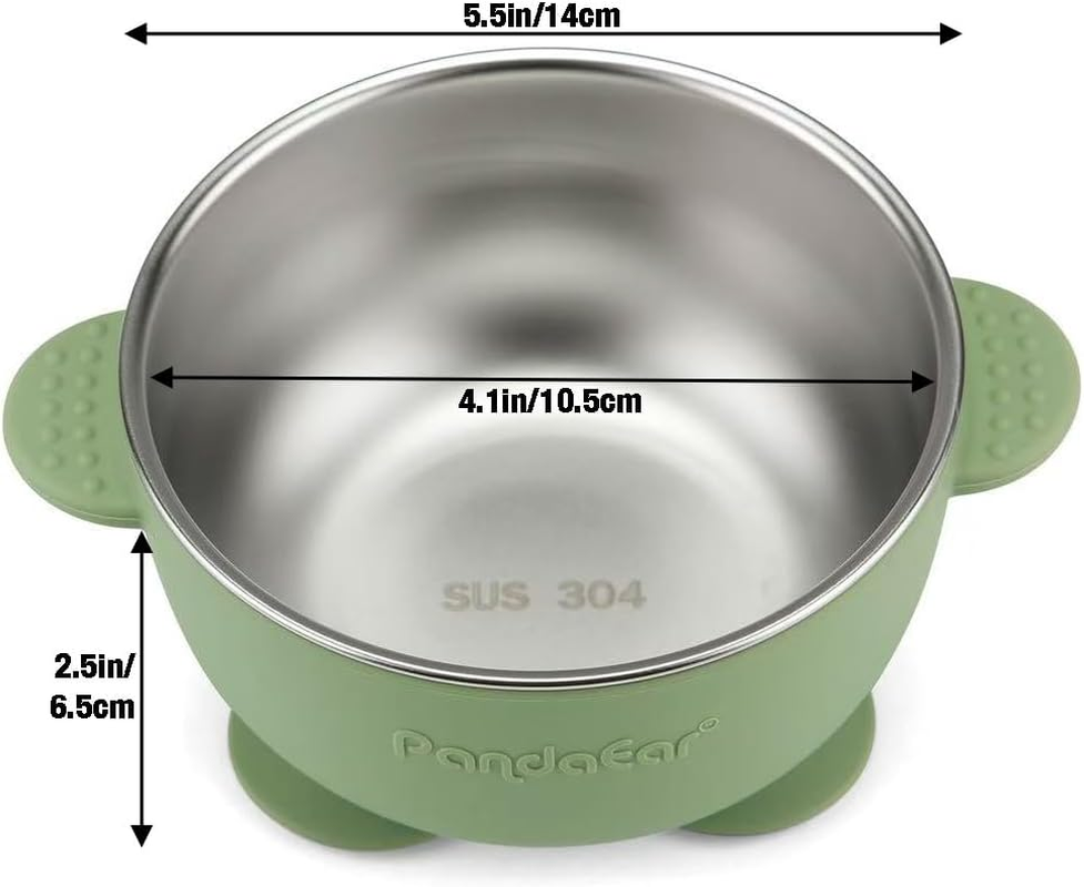 Pandaear 3 Pack Stainless Steel Baby Suction Bowls, Non-Slip Child Food Bowl with Silicone Sleeve for Kids Toddlers Infants, Unbreakable & Mess Free image number 2