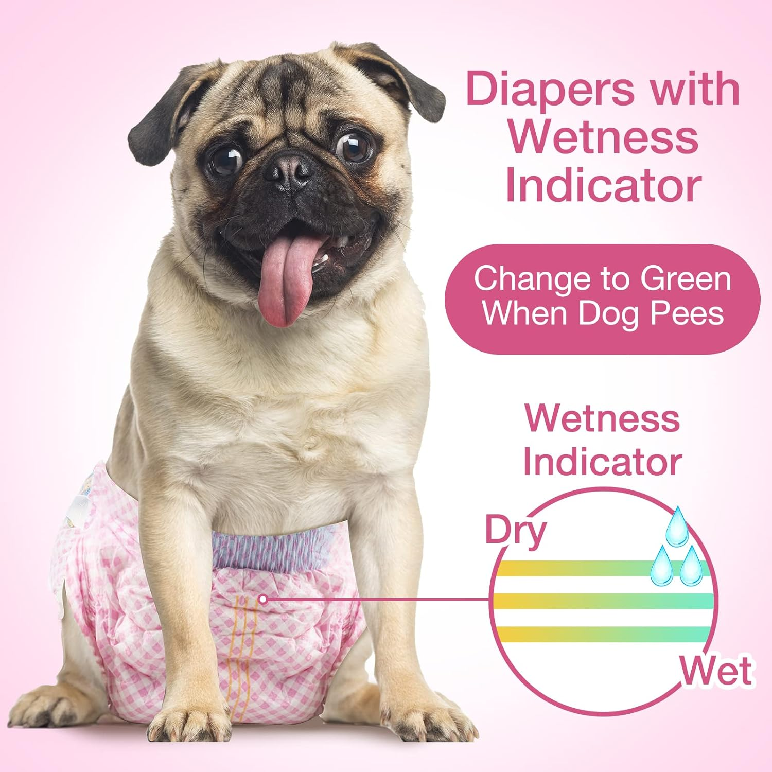 Flying Paws Disposable Female Dog Diapers, Puppy Diapers with Adjustable Elastic Waistline for Female Dog or Cat in Heat,Incontinence, Diaper with Wetness Indicator, XXS-10 Count image number 6