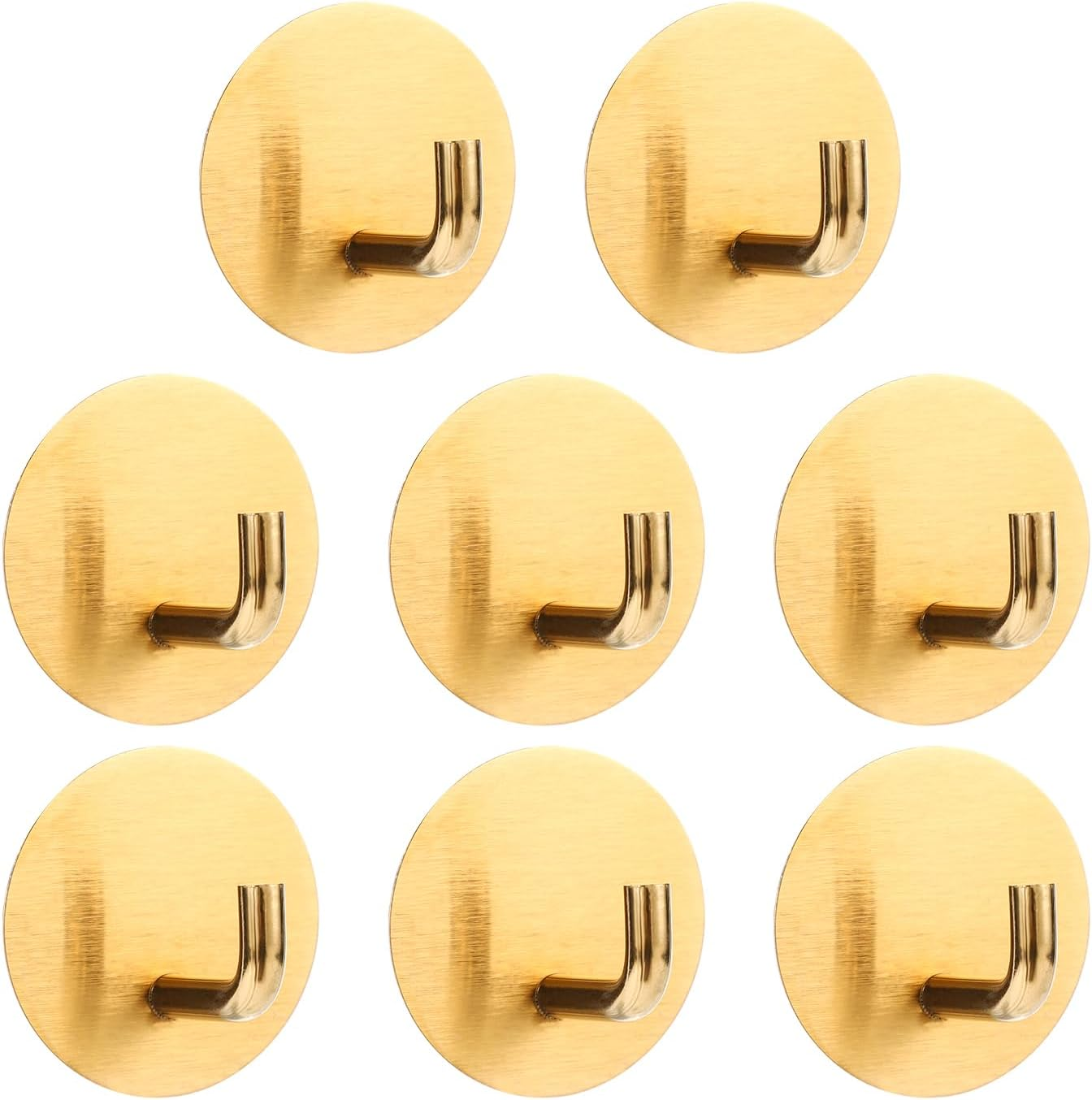 8Pcs Sticky Hooks, Stainless Steel Towel Hooks Adhesive Wall Hooks Waterproof Bathroom Hooks for Kitchen Bathroom Bedroom (Gold) image number 1
